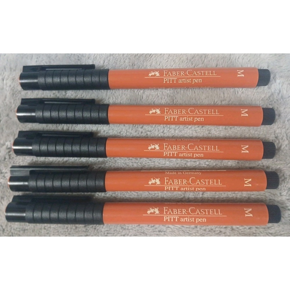 Lot Of 5 Faber-Castell PITT Artist Pen Indian‎ Ink PP M 0.7mm Point Pen READ
